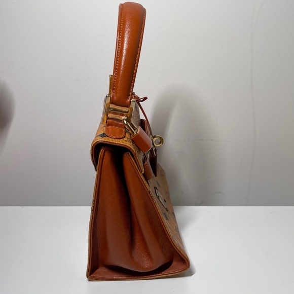 MCM RARE Visetos Kelly Mini Handbag Brown Leather Shoulder Crossbody Bag vintage - Picture 3 of 15